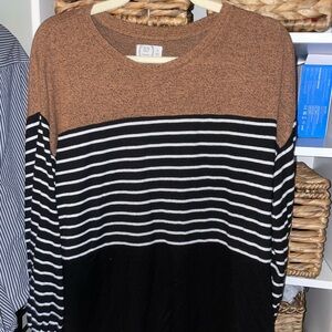 Maurice’s Brown and Black Striped Long Sleeve - Office Casual Fall